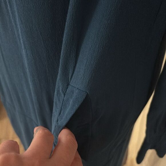 Diane Von Furstenberg deep teal 100% rayon shirt dress, US4 - Picture 6 of 9